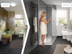 Mit RenoDeco Wandverkleidungsplatten von HSK ist es möglich, Badezimmer schnell und weitgehend schmutzfrei altersgerecht umzubauen. Foto: HSK Duschkabinenbau KG/akz-o