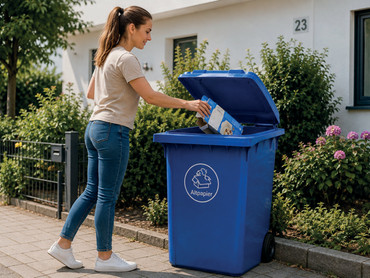 Wertvoller Wertstoff: Faltschachteln gehören in die Blaue Tonne!
