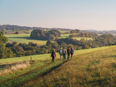 Der Bergische Panoramasteig erschließt als Rundweg eine abwechslungsreiche Mittelgebirgslandschaft. Foto: Das Bergische/Jonas Dülberg/akz-o